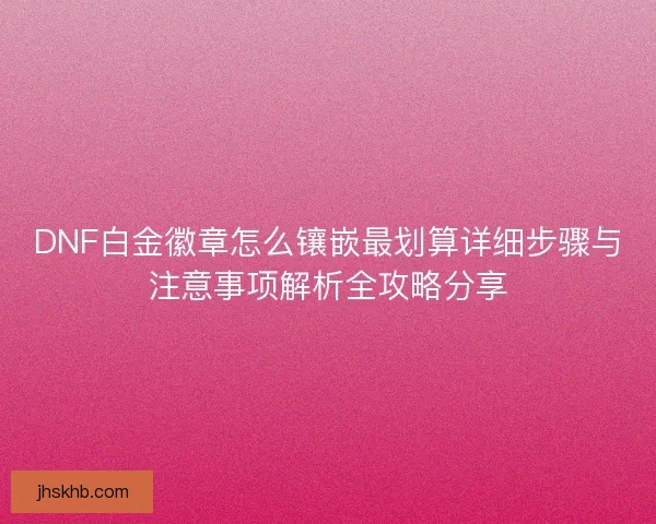 DNF白金徽章怎么镶嵌最划算详细步骤与注意事项解析全攻略分享