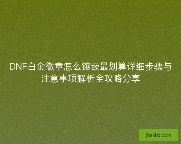DNF白金徽章怎么镶嵌最划算详细步骤与注意事项解析全攻略分享